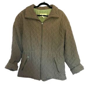 Eddie Bauer Women’s Quilted Jacket Beige with Sage Lining DuPont ThermoLoft L